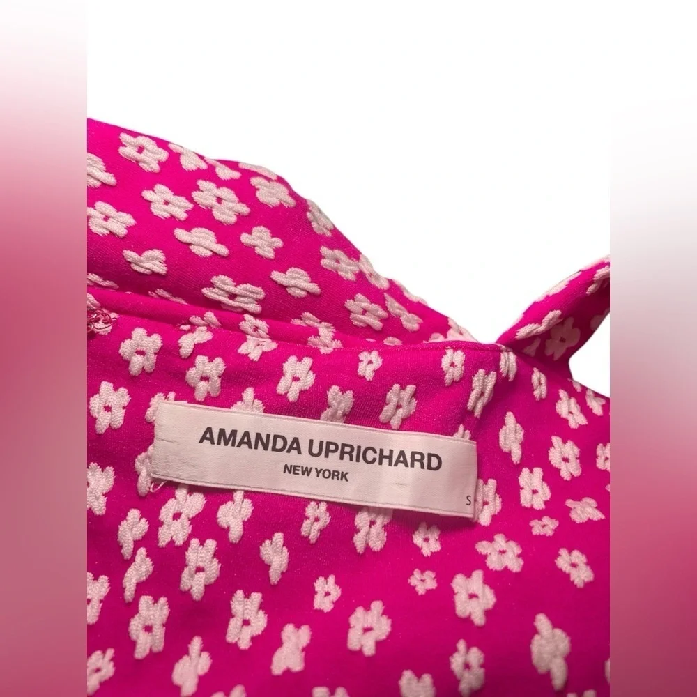 Amanda Uprichard Hot Pink White Floral Sleeveless Romper Dress Size Small